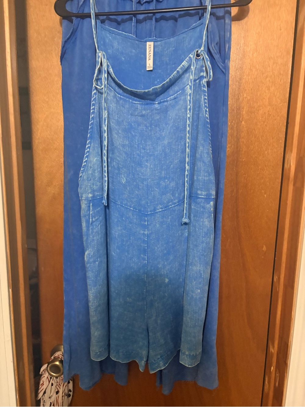 Light Blue Acid-Wash Romper Overalls - Picture 3 of 4